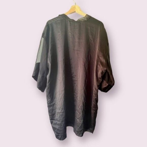 Vintage Gold Label Black Satin Robe One Size - Picture 2 of 6